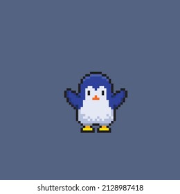 cute penguin in pixel style