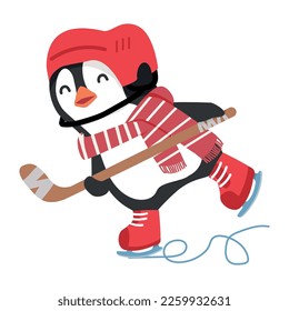 Cute Penguin spielt Eishockey