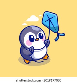 Dibujo de pingüino lindo tocando cometas