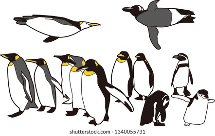 Cute penguin playing on ice
