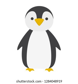 Cute penguin. Polar bird from cold antarctic climate. Funny creature. Isolated flat vector illustration