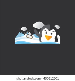 Cute Penguin Portrait Vector Illustration