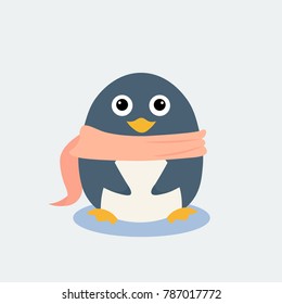 Cute penguin. Postcard for the New year and Christmas. Vector images in cartoon style.