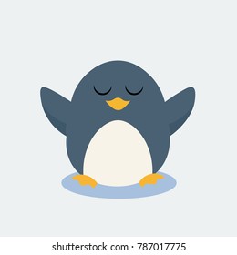 Cute penguin. Postcard for the New year and Christmas. Vector images in cartoon style.