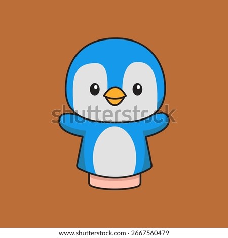 Cute Penguin Puppet Cartoon Vector Illustration