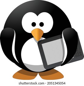 cute penguin reader eager for ebooks