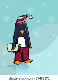 cute penguin ready for bed