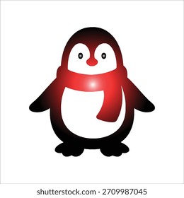 Niedlicher Pinguin mit rotem Schal und Farbverlauf