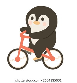 Cute Penguin Riding a Bicycle Illustration 