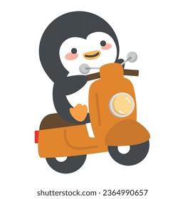 Cute Penguin riding scooter cartoon