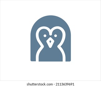 Cute penguin round vector graphic icon. Penguin bird animal head, face illustration. Isolated on white background.