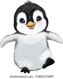 Cute Penguin Running Baby Animal illustration