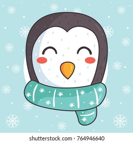 Cute Penguin With Scarf Vector
