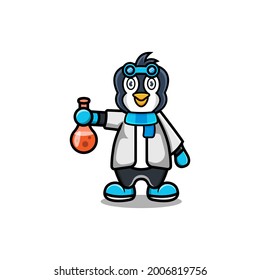 cute penguin scientist cartoon animal