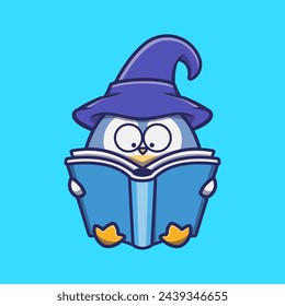 Cute penguin scientist cartoon icon illustration. vector icon concept. Flat cartoon style