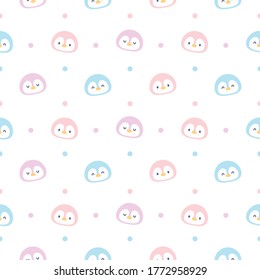 Cute penguin seamless background repeating pattern, wallpaper background, cute seamless pattern background