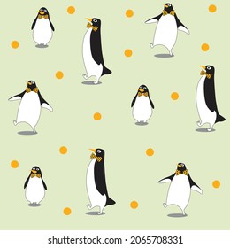 Cute penguin seamless pattern on pastel background