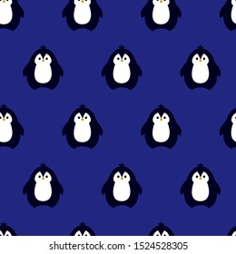 Cute penguin - seamless pattern. vector. kawaii