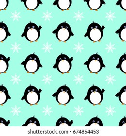 Cute penguin seamless pattern vector