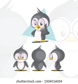 Cute Penguin Set/Collection. Vector Illustration Isolated On White Background