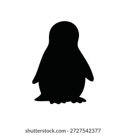 Lindo diseño plano de Vector de icono de silueta de pingüino.