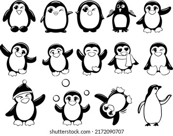 cute penguin silhouette vector design