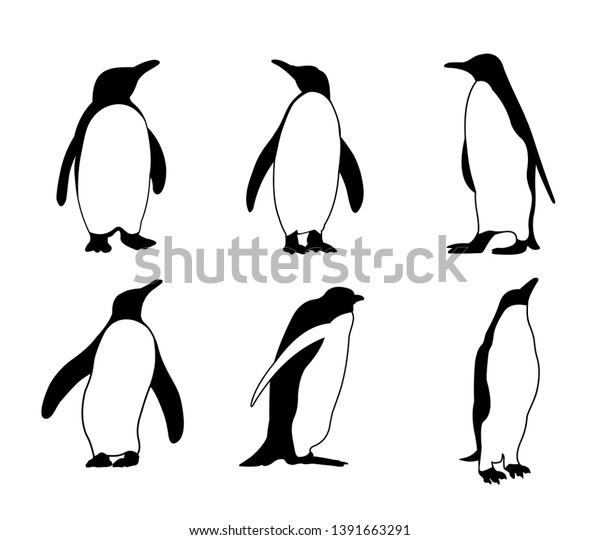 かわいいペンギンのシルエットベクター画像デザインイラスト のベクター画像素材 ロイヤリティフリー