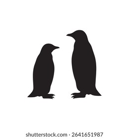 Cute Penguin silhouette vector flat illustration design.