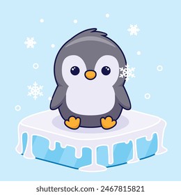 
cute penguin sitting on the ice