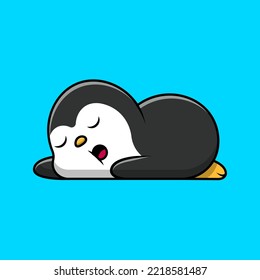 Cute Penguin Sleep Cartoon Vector Icons Illustration. Flat Cartoon Concept. Suitable for any creative project.