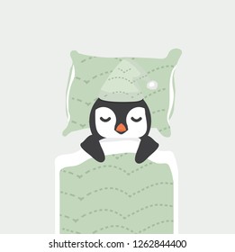 Cute penguin  sleeping cartoon