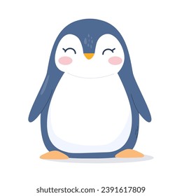 cute penguin smiling . isolated cartoon animal illustration. Flat Style Icon Design Premium Logo vector. Mascot Character. Animal Nature Icon Concept. Isolated Premium Vector.
