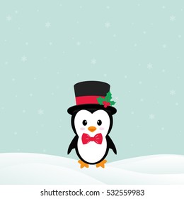 cute penguin with snow