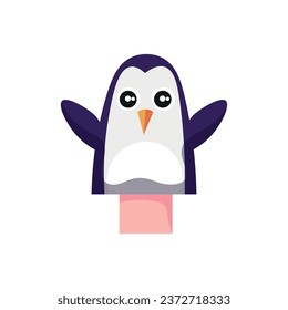 Cute penguin sock toy on white background