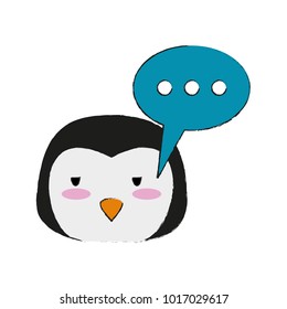 Cute penguin with speakbox cartoon