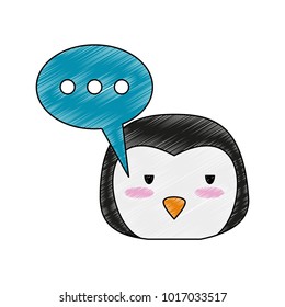 Cute penguin with speakbox cartoon