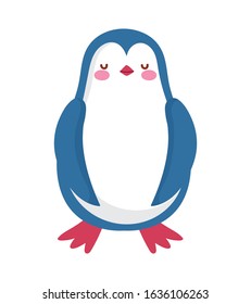 cute penguin standing cartoon character on white background vector illustration