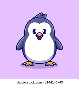 Cute Penguin Standing Cartoon Vector Icon Illustration. Animal Nature Icon Concept Isolated Premium Vector. Flat Cartoon Style