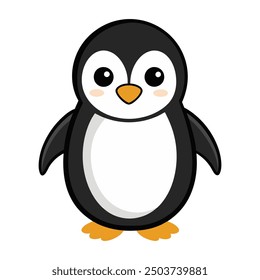 Cute Penguin Standing Cartoon Vector Icon Illustration