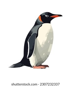 Cute Pinguin auf Eis stehend im Winter Symbol einzeln