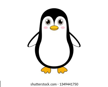 Cute penguin standing on white background, animal illustration.