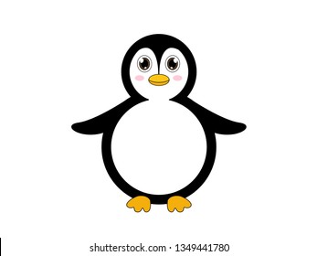 Cute penguin standing on white background, animal illustration.