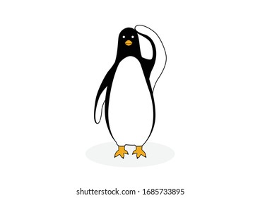 Cute penguin standing on white background, Penguin cartoon vector illustration