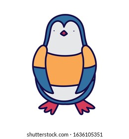 cute penguin standing with shirt cartoon character on white background vector illustration