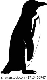 Cute penguin standing silhouette vector illustration for winter holiday and ice animal logos.