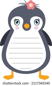 Cute penguin sticker notebook and school label
