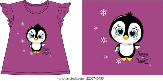 cute penguin t shirt graphic design vector illustration digital file