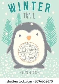 Cute penguin themed vector can be used for baby t-shirt print, fashion print design, kids wear, baby shower, bedding set, wallpaper, celebration, greeting cards and invitation.