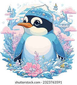 Cute Penguin t-shirt design vector