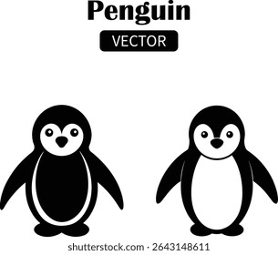 Cute Penguin Vector Cartoon Illustration on White Background